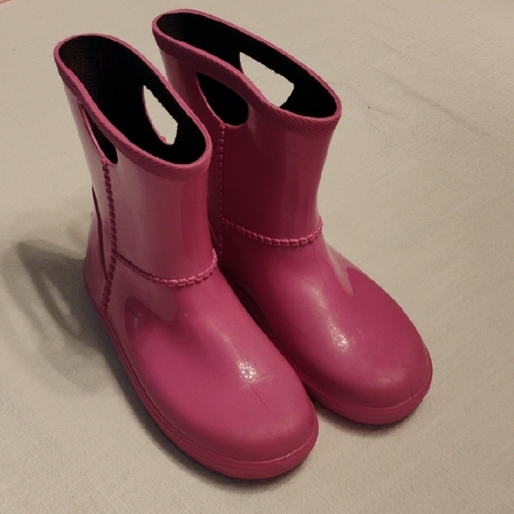 UGG Kids Pink Round-Toe Rain Boots - Size 12